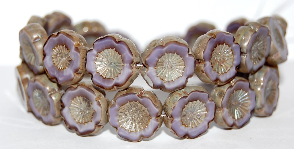 Table Cut Round Beads Hawaii Flowers, (26016 43400), Glass, Czech Republic