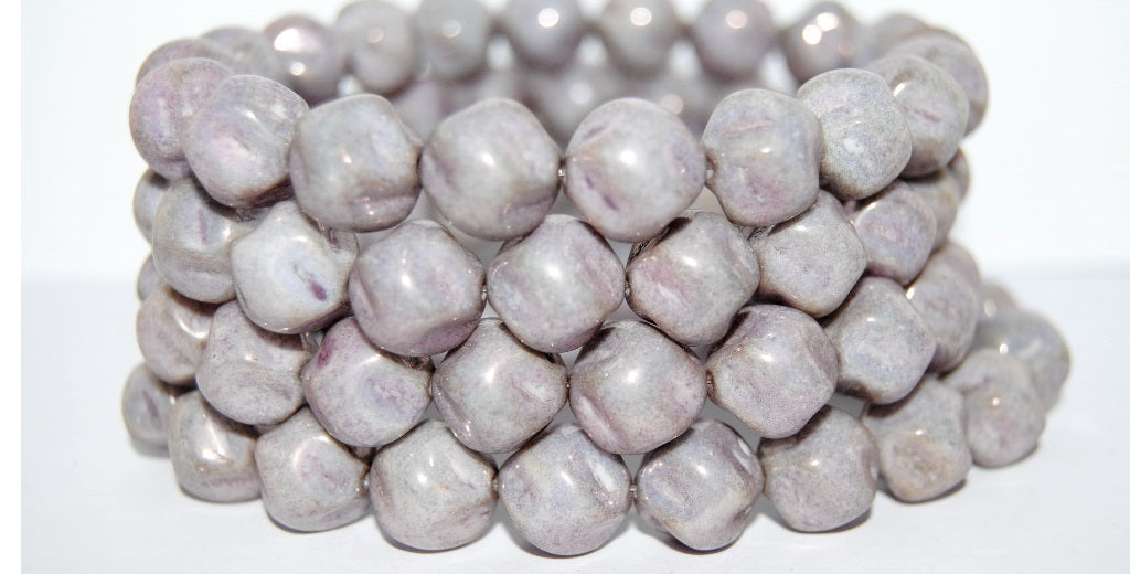 Twisted Round Pressed Glass Beads, Chalk White 35115P (3000 35115P), Glass, Czech Republic