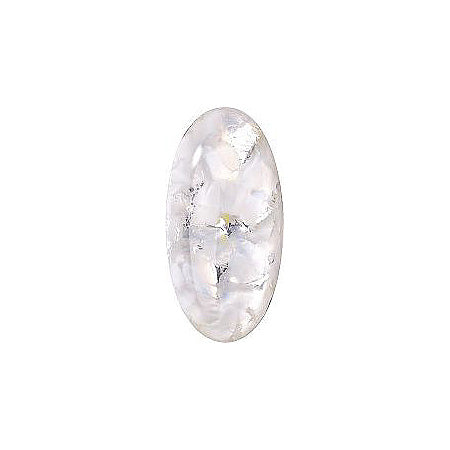 Oval Cabochons Flat Back Crystal Glass Stone, White 8 With Silver (04030-Ag-Br-04030-0003), Czech Republic