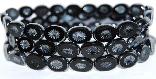 Table Cut Oval Beads Kiwi, Black Hematite (23980 14400), Glass, Czech Republic