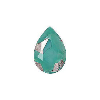 Pear Faceted Pointed Back (Doublets) Crystal Glass Stone, Turquoise 6 With Silver (631225), Czech Republic