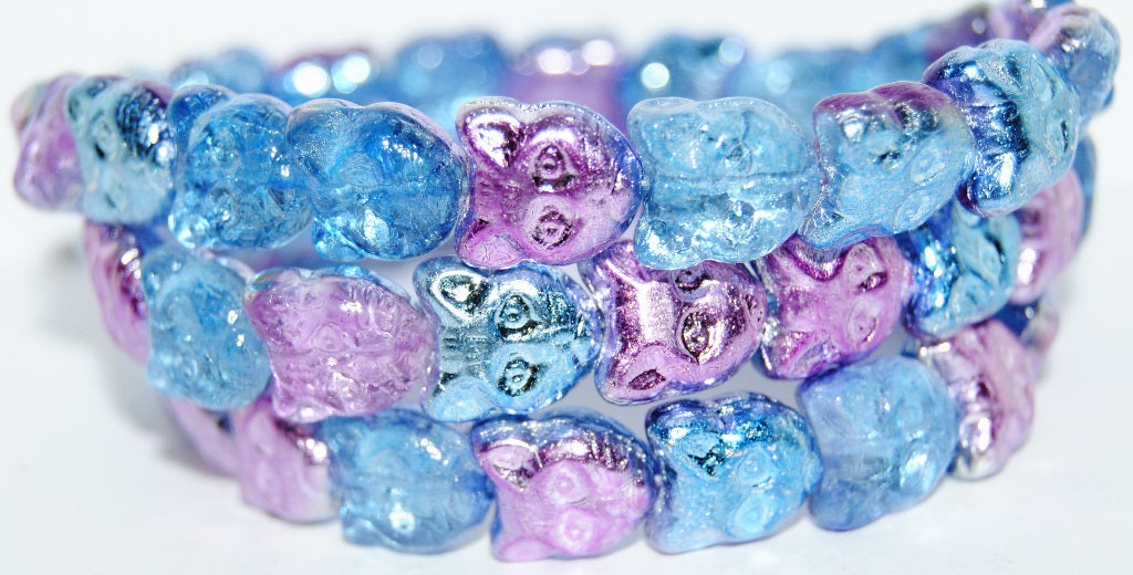 Cat Head Muzzle Pressed Glass Beads, 48202 (48202), Glass, Czech Republic