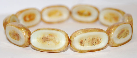 Table Cut Rounded Rectangle Oval Beads With Oval, (86006 43400), Glass, Czech Republic