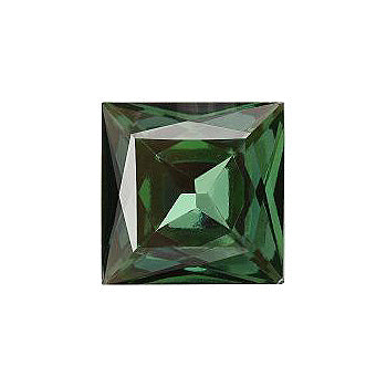 Square Faceted Pointed Back (Doublets) Crystal Glass Stone, Green 3 Transparent With Chrome (50570-Chr), Czech Republic