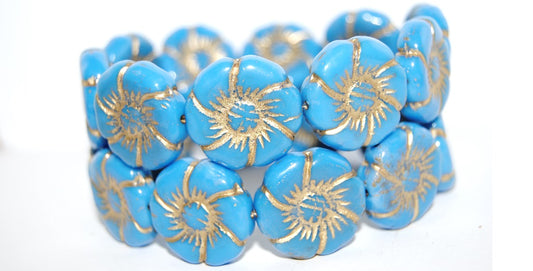 6-Petal Flower Pressed Glass Beads, (63040 54202), Glass, Czech Republic