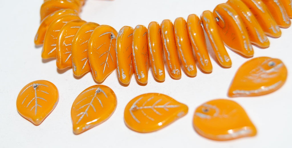 Leaf Pressed Glass Beads, (81260 54201), Glass, Czech Republic