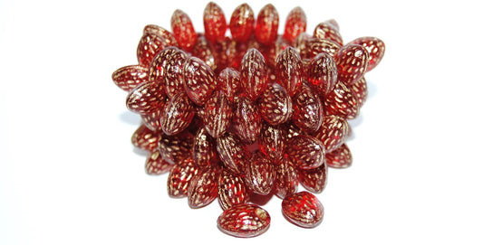 Strawberry Friut Pressed Glass Beads, Ruby Red 54202 (90080 54202), Glass, Czech Republic
