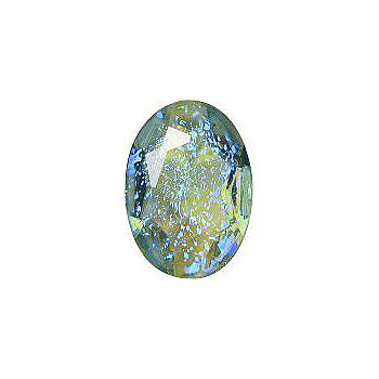 Oval Faceted Pointed Back (Doublets) Crystal Glass Stone, Blue 15 Mexico Opals (Mex-24), Czech Republic