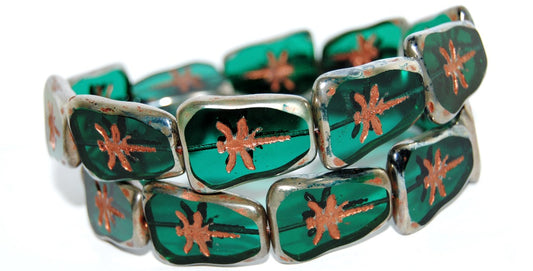 Table Cut Rectangle Beads With Dragonfly, Transparent Green Emerald 4355307 (50730 4355307), Glass, Czech Republic