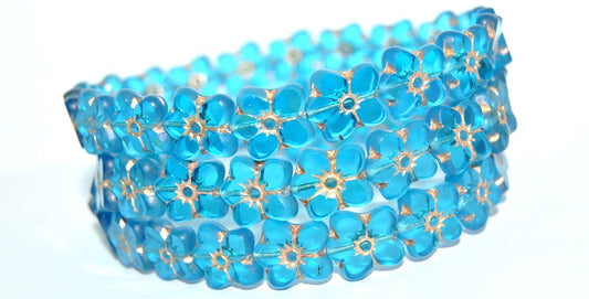 Table Cut Flower Beads Linum, Transparent Aqua 54202 Mat (60040 54202 Mat), Glass, Czech Republic
