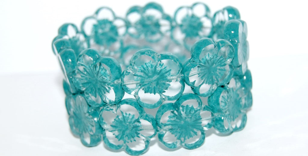 Table Cut Flower Beads Hibiscus, (21 43613 Lava Glass), Glass, Czech Republic