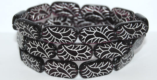 Rectangle With Ornament Pressed Glass Beads, Transparent Amethyst 54201 (20080 54201), Glass, Czech Republic