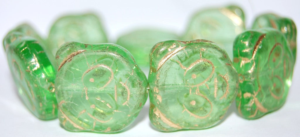 Big Bear Muzzle Czech Glass Beads, Transparent Green 54202 (50500 54202), Glass, Czech Republic