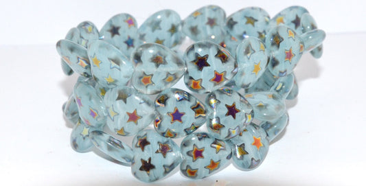 Heart Pressed Glass Beads, (8601 Stars 2Xside), Glass, Czech Republic