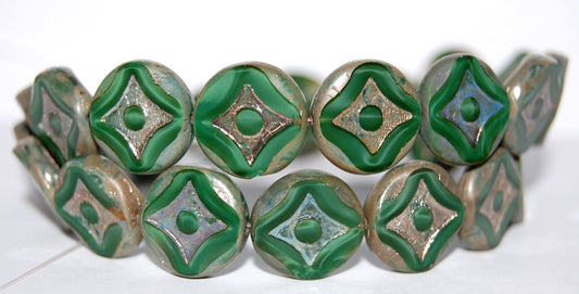 Table Cut Round Beads With Star, (56100 43400), Glass, Czech Republic