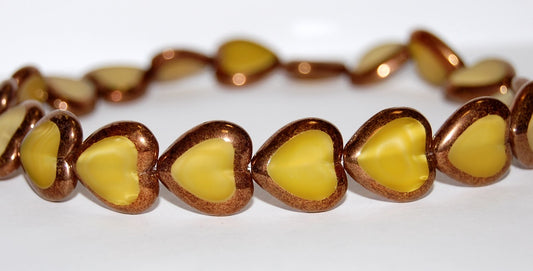 Table Cut Heart Beads, 84040 Bronze (84040 14415), Glass, Czech Republic