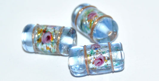 Czech Glass Hand Made Roller Tube Lampwork Beads, (1810 A), Glass, Czech Republic