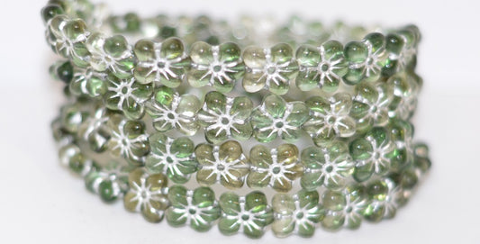 Flower Pressed Glass Beads, (502280100 54201), Glass, Czech Republic