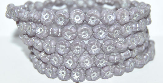 Hawaii Flower Pressed Glass Beads, (26016B 54201), Glass, Czech Republic