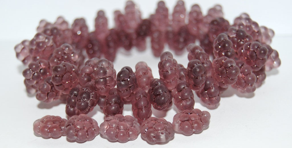 Grape Fruit Pressed Glass Beads, Transparent Light Amethyst Matte (20040 M), Glass, Czech Republic