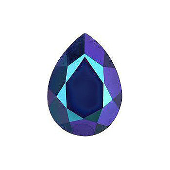 Pear Faceted Pointed Back (Doublets) Crystal Glass Stone, Blue 2 Opaque With Ab, Polished (340300-Abp), Czech Republic