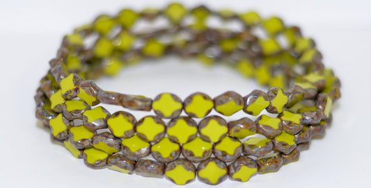 Table Cut Oval Beads, Opaque Green 43400 (53400 43400), Glass, Czech Republic