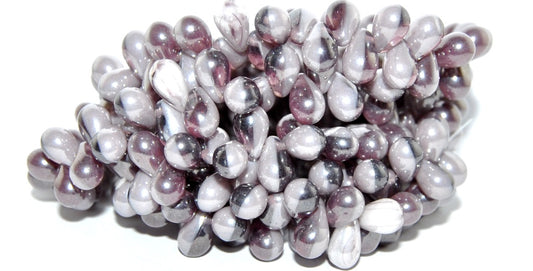 Pear Drop Pressed Glass Beads, 24010200 Hematite (24010200 14400), Glass, Czech Republic