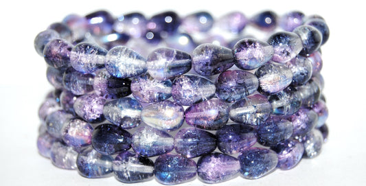 Pear Drop Pressed Glass Beads, (48122Crackle), Glass, Czech Republic