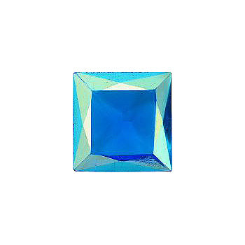 Square Faceted Pointed Back (Doublets) Crystal Glass Stone, Aqua Blue 1 Transparent With Ab, Polished (60040-Abp), Czech Republic