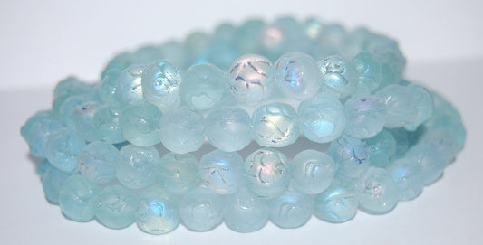 Round Rose Pressed Glass Beads, (6020030010 Ab), Glass, Czech Republic