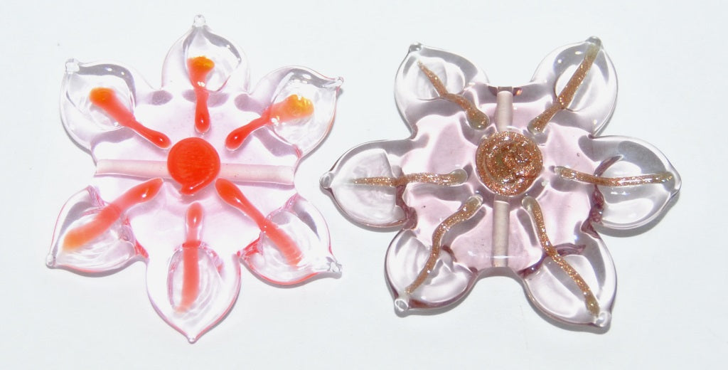 Czech Glass Hand Made Flower Lampwork Beads, (3632 G), Glass, Czech Republic