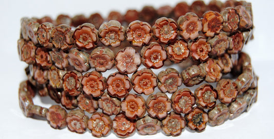 Table Cut Round Beads Hawaii Flowers, (77713 43400), Glass, Czech Republic