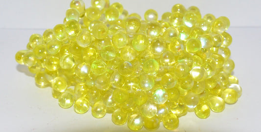 Pear Drop Pressed Glass Beads, Crystal 48126 (30 48126), Glass, Czech Republic