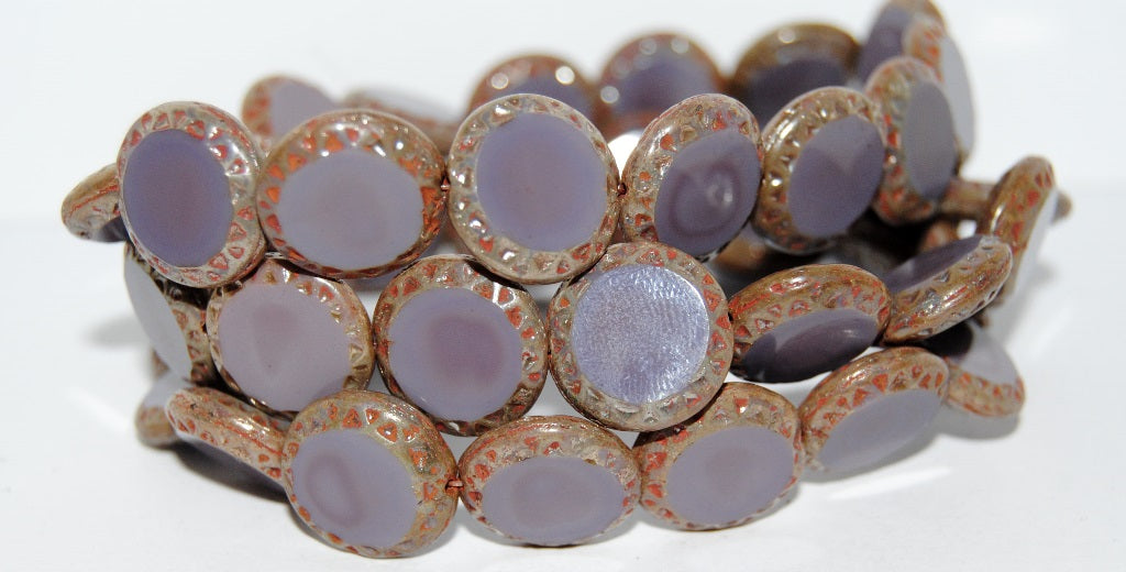 Table Cut Round Beads Sun, Opaque Amethyst 43400 (23030 43400), Glass, Czech Republic