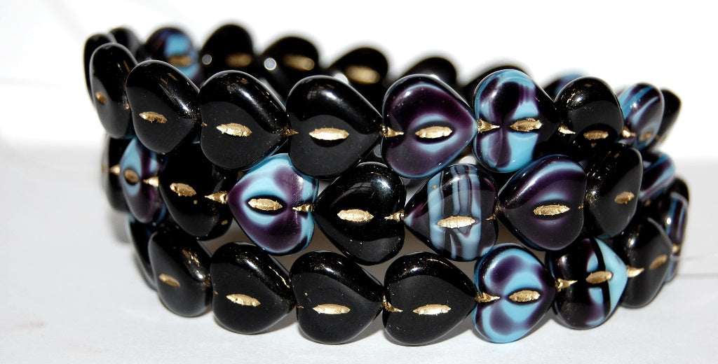 Heart Pressed Glass Beads, (67993 54202), Glass, Czech Republic
