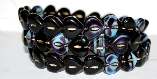 Heart Pressed Glass Beads, (67993 54202), Glass, Czech Republic
