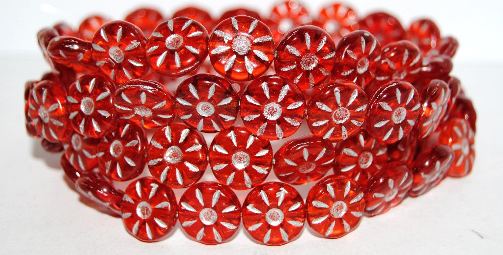 Flower Pressed Glass Beads, (9005060Mix 54201), Glass, Czech Republic