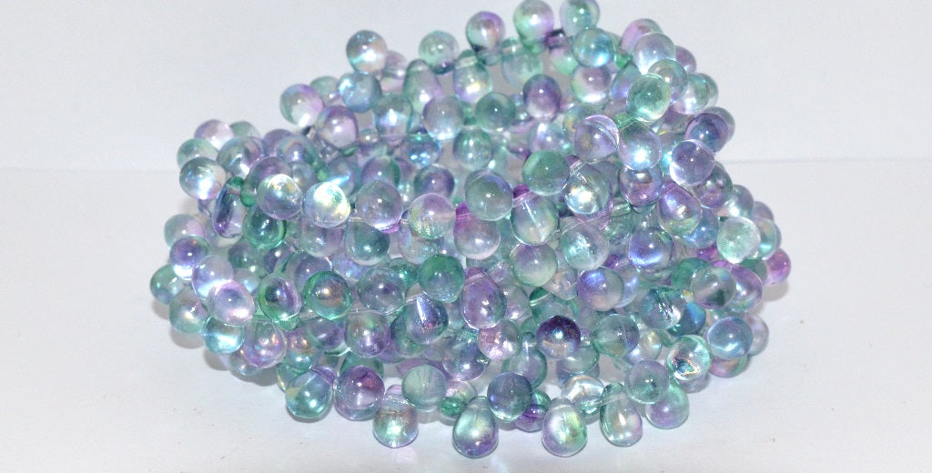 Pear Drop Pressed Glass Beads, Crystal 48123 (30 48123), Glass, Czech Republic