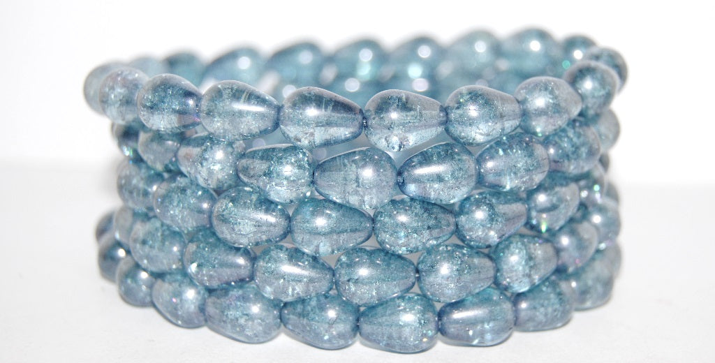 Pear Drop Pressed Glass Beads, (14464Crackle), Glass, Czech Republic