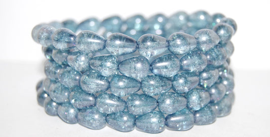 Pear Drop Pressed Glass Beads, (14464Crackle), Glass, Czech Republic