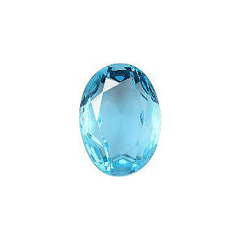 Oval Faceted Pointed Back (Doublets) Crystal Glass Stone, Aqua Blue 2 Transparent (60010), Czech Republic