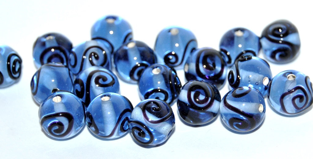 Czech Glass Hand Made Roller Lampwork Beads, (A), Glass, Czech Republic