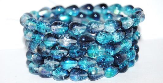 Pear Drop Pressed Glass Beads, (48103Crackle), Glass, Czech Republic