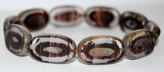 Table Cut Rounded Rectangle Oval Beads With Oval, (15014 43400), Glass, Czech Republic