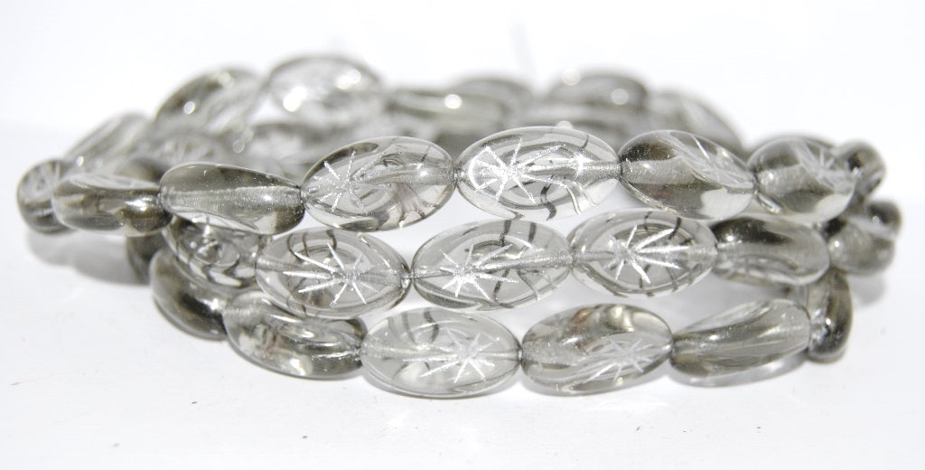 Oval With Rays Pressed Glass Beads, (40020 54201), Glass, Czech Republic