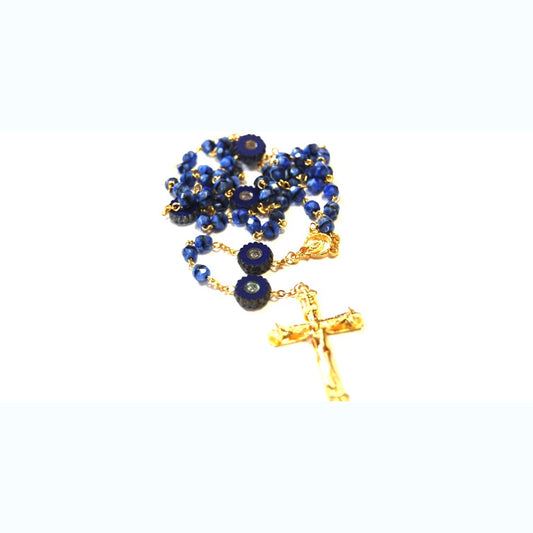 Rosaries With Czech Glass Beads And Methal Cross, 6 mm + 10 mm (R351210-B)