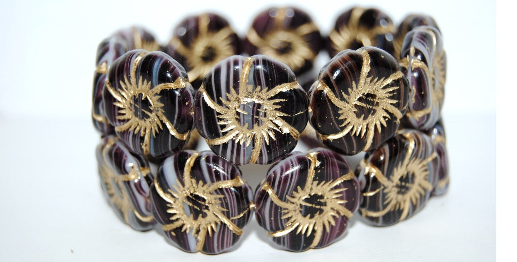 6-Petal Flower Pressed Glass Beads, (25000 54202), Glass, Czech Republic