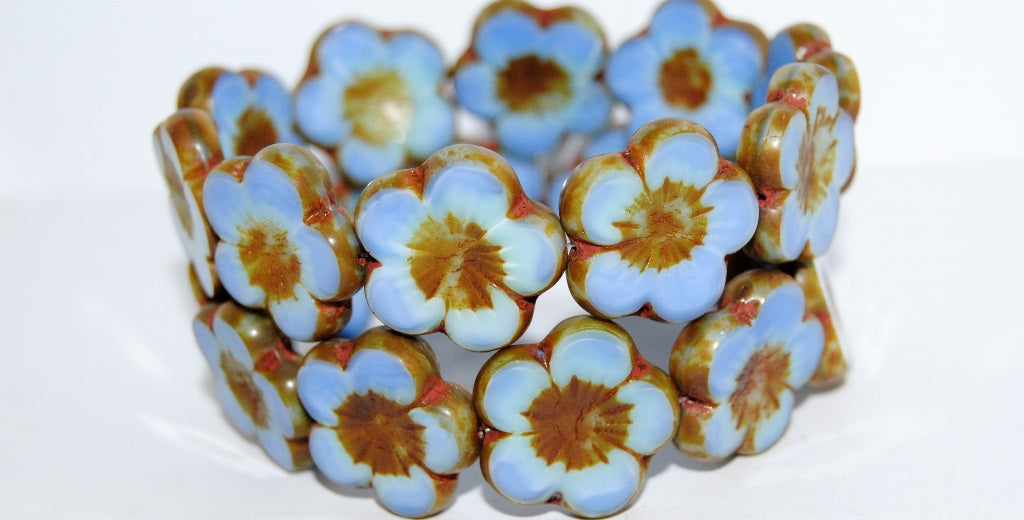 Table Cut Flower Beads Hibiscus, 21 37504 Travertin (21 37504 86800), Glass, Czech Republic