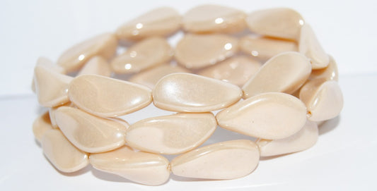 Shaped Pressed Glass Beads, (Beige Wax Shine), Glass, Czech Republic