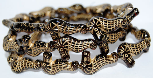 Seahorse Pressed Glass Beads, Transparent Amethyst 54202 (20080 54202), Glass, Czech Republic